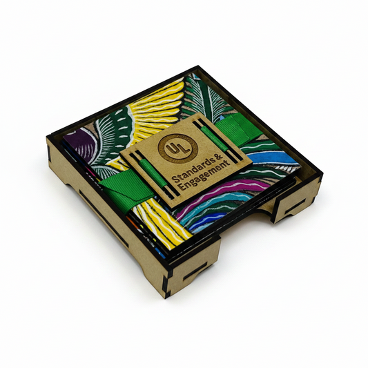 Set de portavasos de amate personalizado con cuatro piezas de madera y papel amate pintado a mano Ambiente Mexicano
