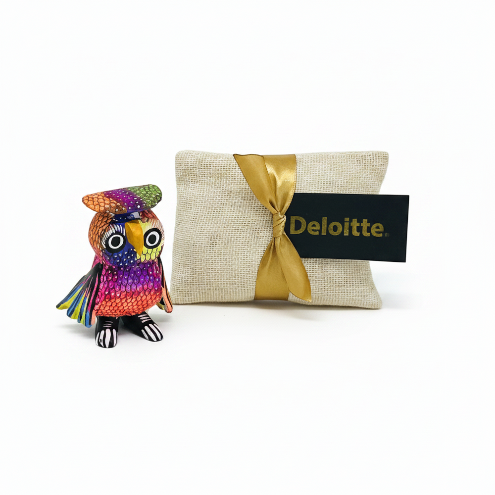 Regalo para evento corporativo en México: alebrijes en bolsita de yute para congresos, ferias y convenciones - Ambiente Mexicano