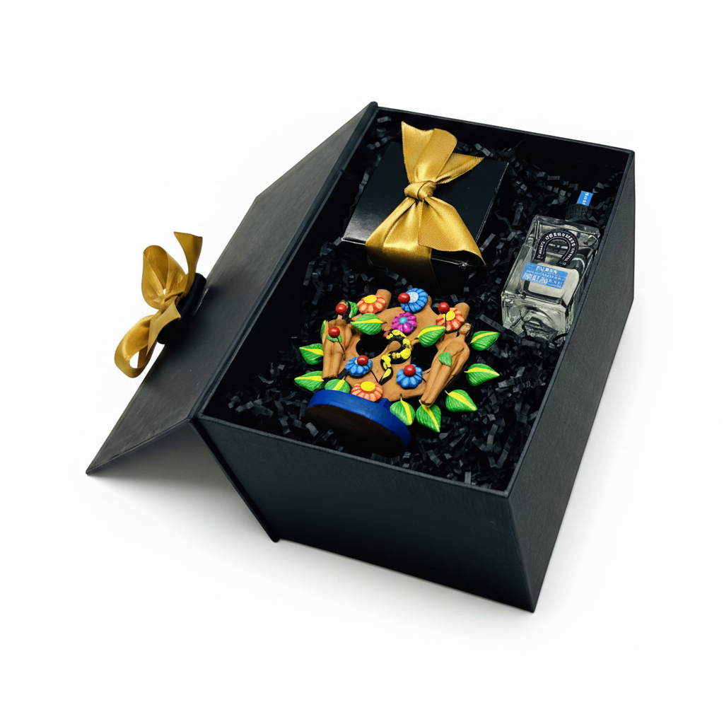 Kit con Árbol de la Vida, Chocolate y Tequila: Regalo Ejecutivo con Causa - Ambiente Mexicano. Kits de regalos VIP Mexico