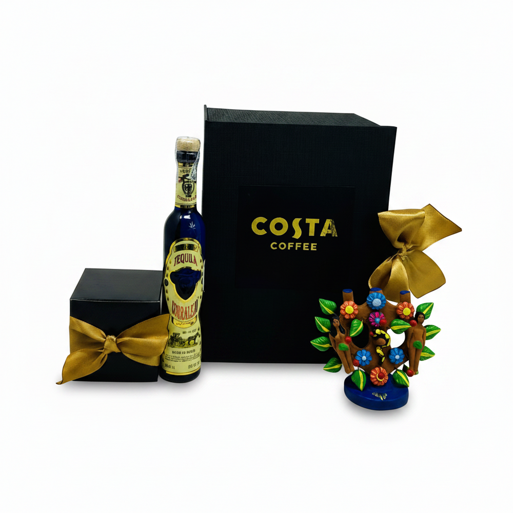 Kit con Árbol de la Vida, Chocolate y Tequila: Regalo Ejecutivo con Causa - Ambiente Mexicano. Kits de regalo para hombre vip