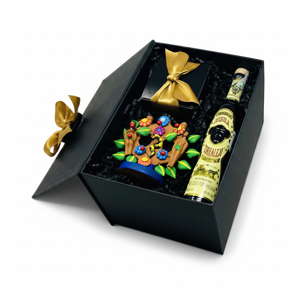 Kit con Árbol de la Vida, Chocolate y Tequila: Regalo Ejecutivo con Causa - Ambiente Mexicano