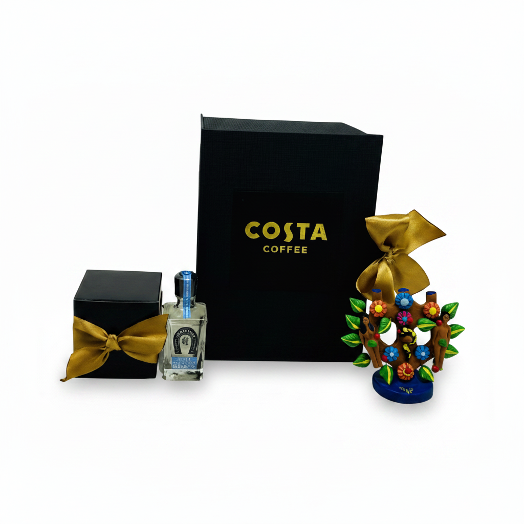 Kit con Árbol de la Vida, Chocolate y Tequila: Regalo Ejecutivo con Causa - Ambiente Mexicano. Kits de regalo con tequila