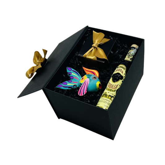 Kit de Chocolate, Tequila y Alebrije: Regalo Corporativo Mexicano Premium - Ambiente Mexicano
