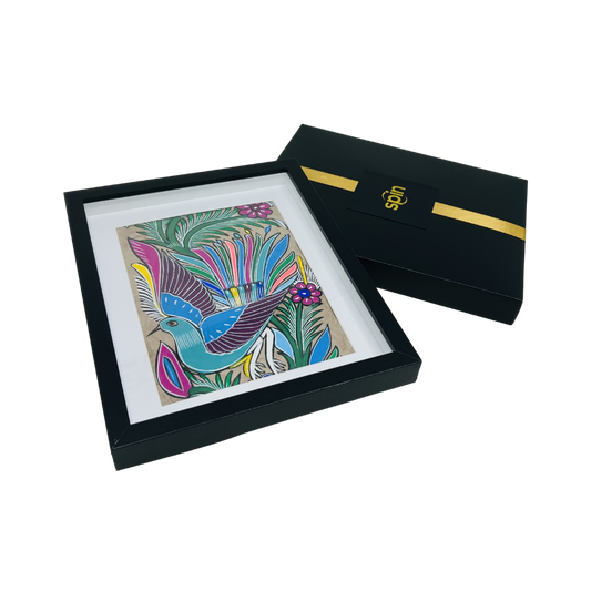 Papel amate enmarcado con caja personalizada para regalar