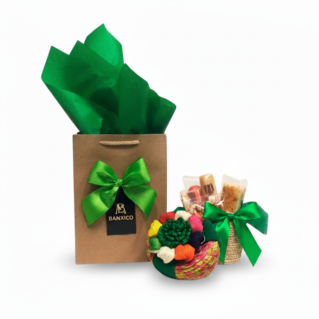 Cestido de palma con dulces mexicanos varios