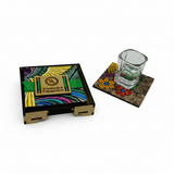 Set de portavasos de amate personalizado hecho con madera ecológica MDF y pintados a mano | Ambiente Mexicano