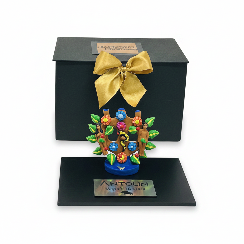 Trofeo arbol de la vida institucional escultura de barro policromado para reconocimientos empresariales Ambiente Mexicano