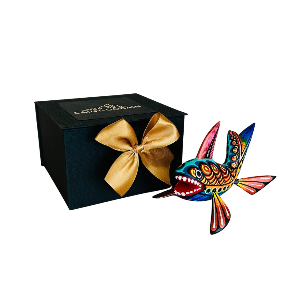 Alebrije en estuche rígido como regalo ejecutivo mexicano para clientes VIP y eventos corporativos Marca Ambiente Mexicano