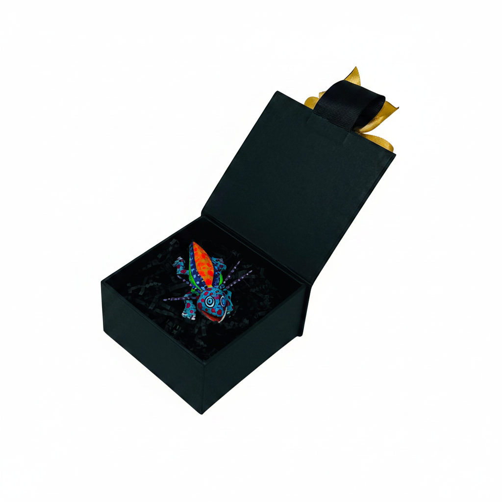 Estuche de lujo negro personalizado con placa para regalos corporativos institucionales de Ambiente Mexicano