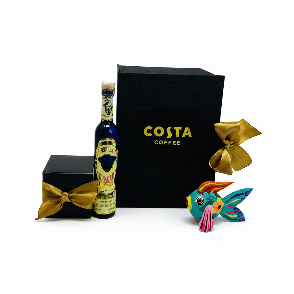 Kit premium con alebrije, tequila y chocolate como regalo ejecutivo mexicano para empresas y visitantes internacionales | Ambiente Mexicano
