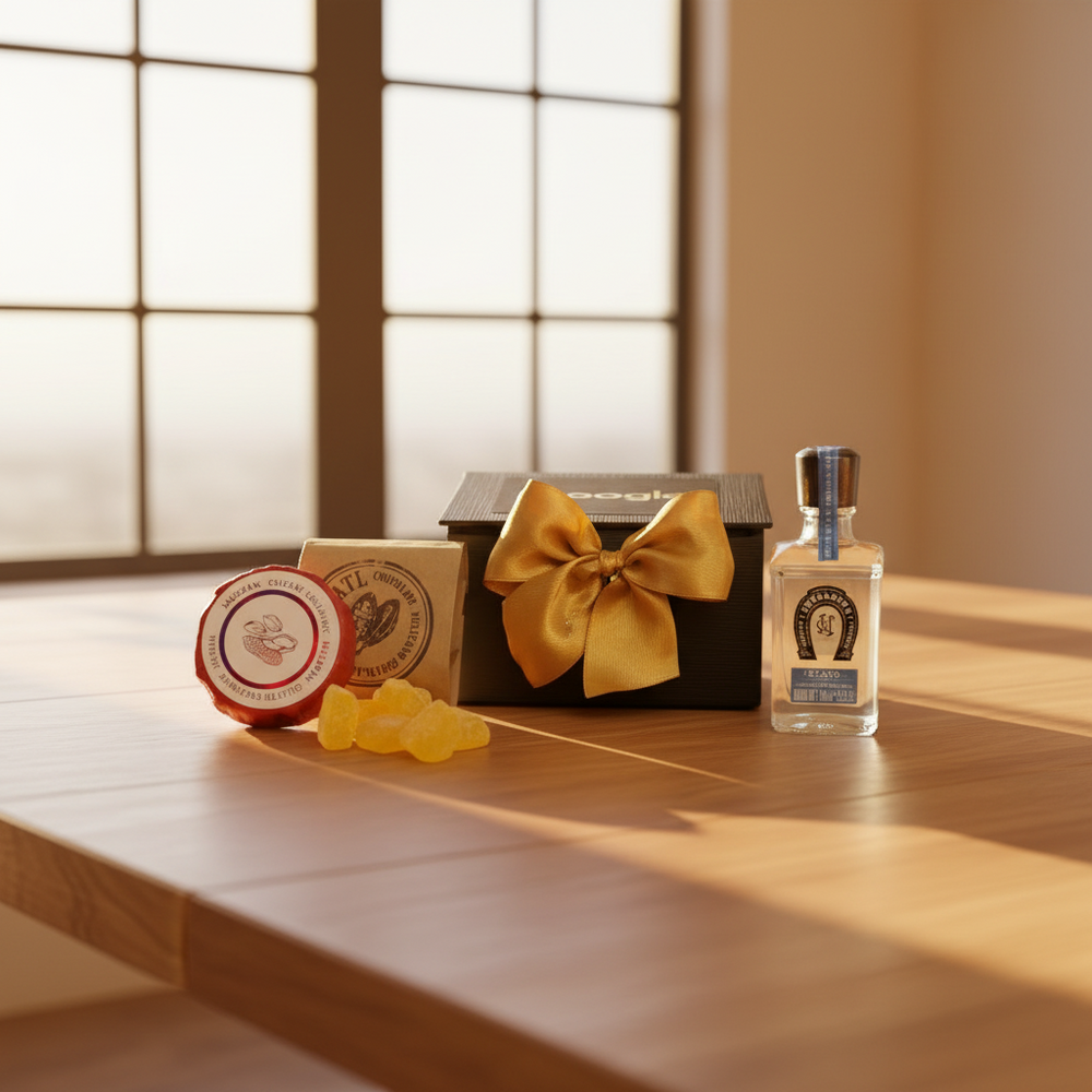 Regalo cultural mexicano premium: minikit de tequila y dulces para visitantes extranjeros y embajadas