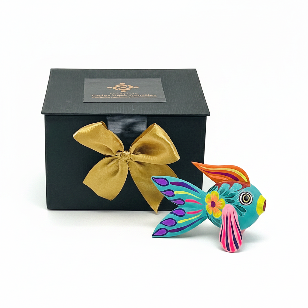 Alebrije mediano tallado a mano en madera de copal para regalos corporativos premium de Ambiente Mexicano